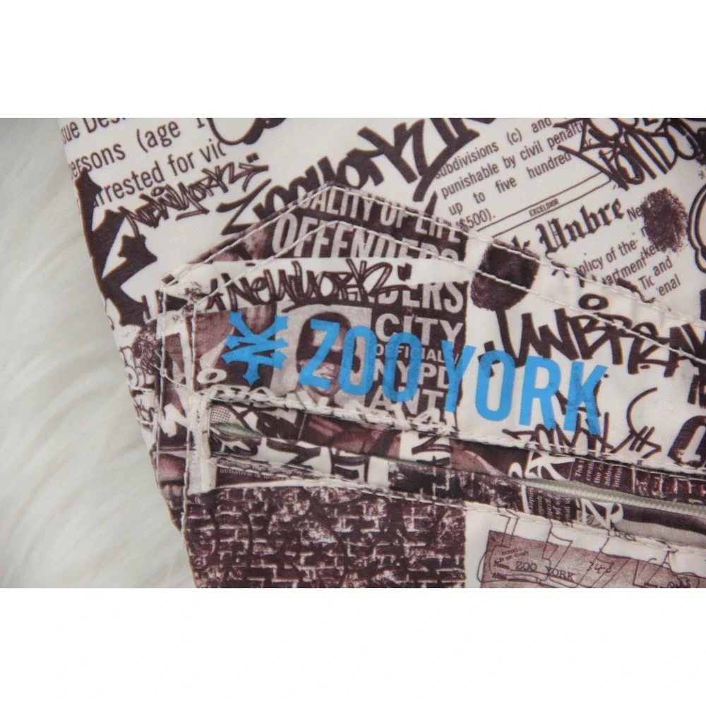 Zoo York VTG Y2K Graffiti Print Black/White Board Shorts Swim Trunks Sz 34